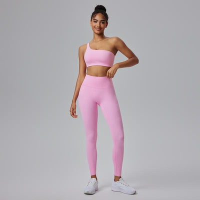 AFZ One Shoulder Sports Bra Asymmetrical Workout Yoga Bra Includes Transparent Straps