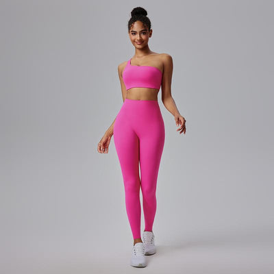 AFZ One Shoulder Sports Bra Asymmetrical Workout Yoga Bra Includes Transparent Straps