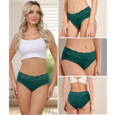 LEVAO 6-Pack Cotton Lace Bikini Underwear for Women, Breathable, Soft, Stretchy, S-XXL