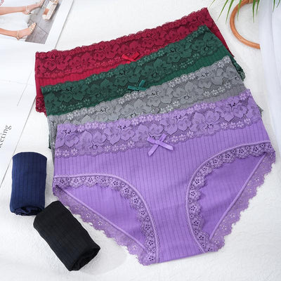 LEVAO 6-Pack Cotton Lace Bikini Underwear for Women, Breathable, Soft, Stretchy, S-XXL