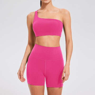 AFZ One Shoulder Sports Bra Asymmetrical Workout Yoga Bra Includes Transparent Straps