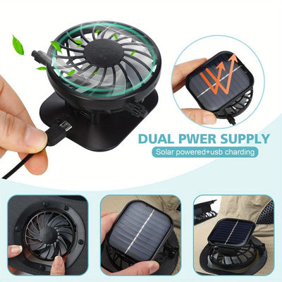 Men'S Sun Hats with 2 One Solar Fan Fishing Hat Wide Brim Sun Hat Outdoor Summer Camping Beach, USB and Solar Powered