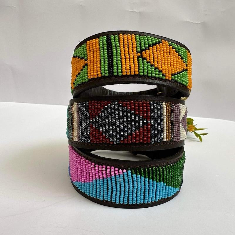Maasai Beaded Dog Collar - Traditional East African Accessory for Your Pet