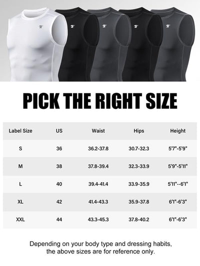 TELALEO 5 Pack Men'S Athletic Compression Shirts Sleeveless Tank Top Base Layer Sports Workout Shirts for Basketball
