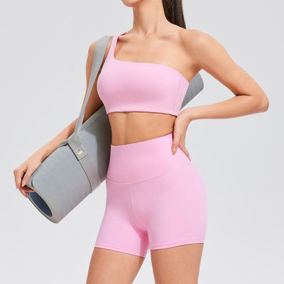 AFZ One Shoulder Sports Bra Asymmetrical Workout Yoga Bra Includes Transparent Straps