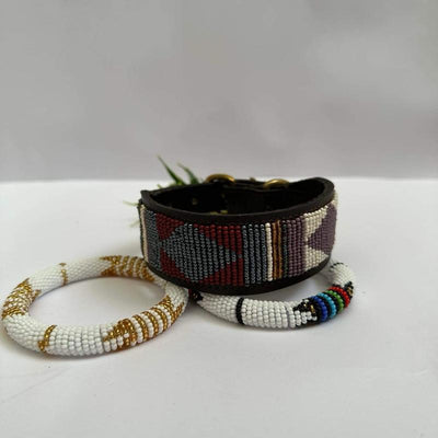 Maasai Beaded Dog Collar - Traditional East African Accessory for Your Pet