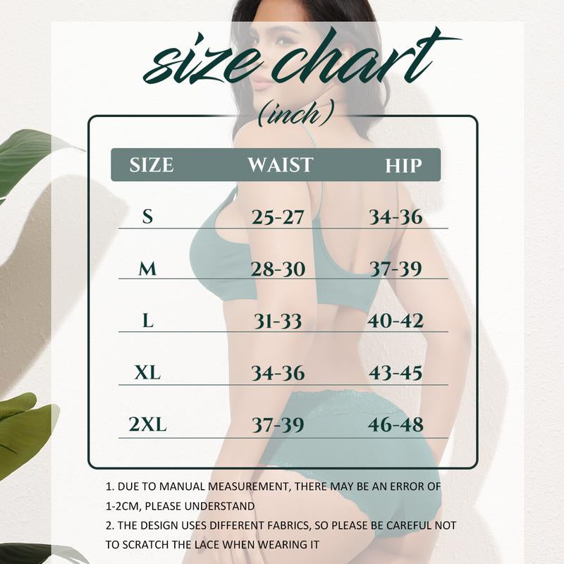 LEVAO 6-Pack Cotton Lace Bikini Underwear for Women, Breathable, Soft, Stretchy, S-XXL