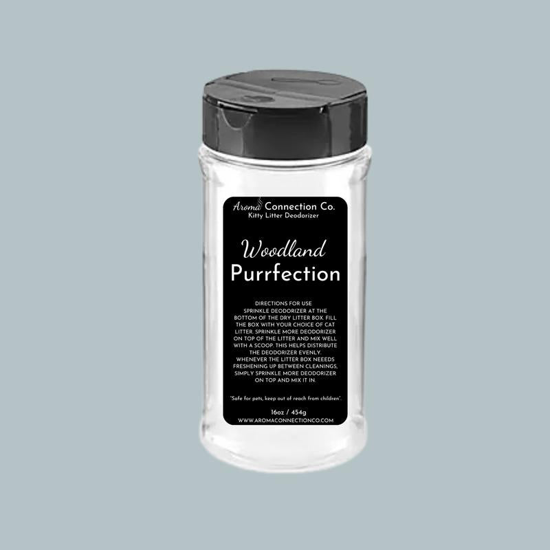 Highly Scented Pet Litter Deodorizer, Bed, Carpet, and Upholstery, 16Oz/450G, Woodland Purrfection Whisker Fresh Sacred Paws Pet Cat