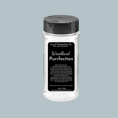 Highly Scented Pet Litter Deodorizer, Bed, Carpet, and Upholstery, 16Oz/450G, Woodland Purrfection Whisker Fresh Sacred Paws Pet Cat