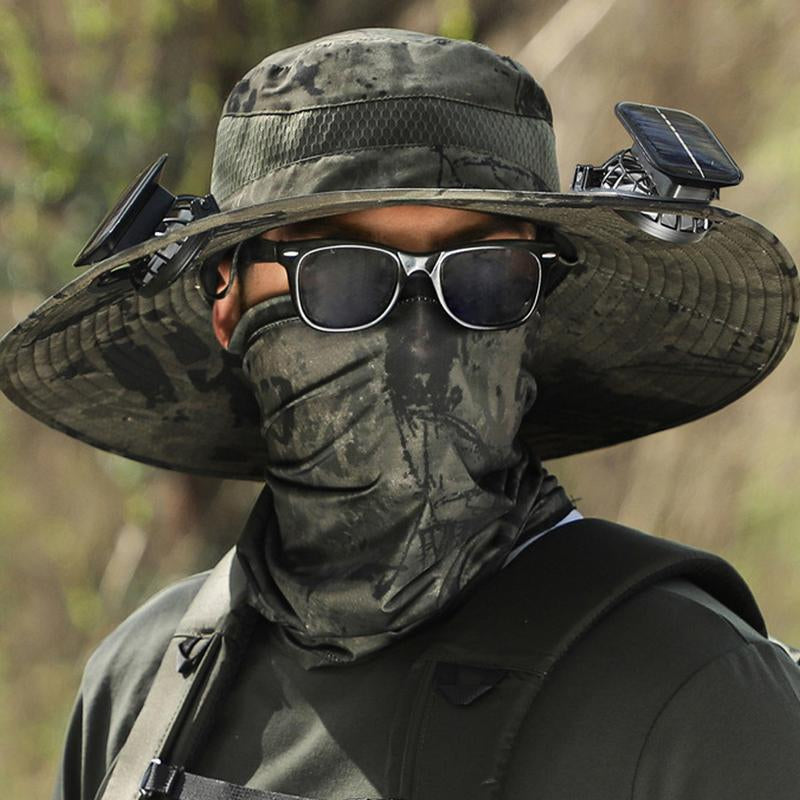 2025 New Solar Fan Outdoor Fishing Hat-Solar Sun Protection Sun Hat with Fan Solar Fan Hat Dual Power Supply Fan Outdoor Fan