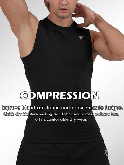 TELALEO 5 Pack Men'S Athletic Compression Shirts Sleeveless Tank Top Base Layer Sports Workout Shirts for Basketball